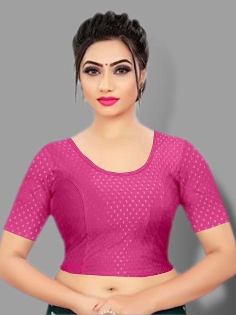 satrani pink woven pattern readymade blouse