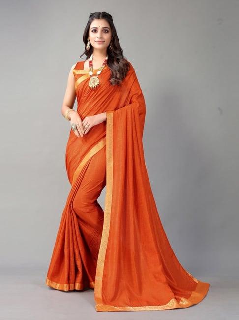 satrani rust saree with unstitched blouse