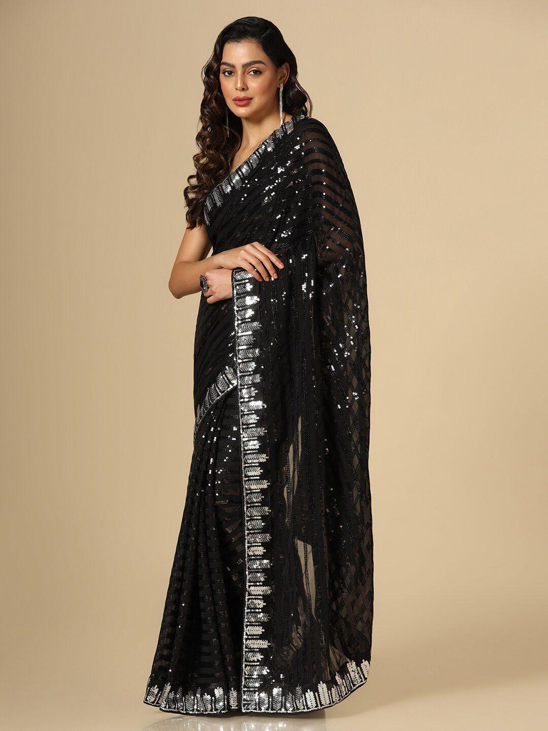 satrani striped sequinned saree