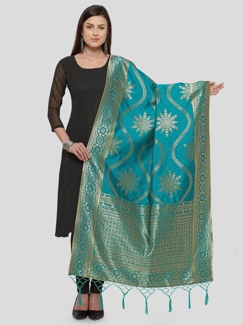 satrani turquoise woven pattern dupatta