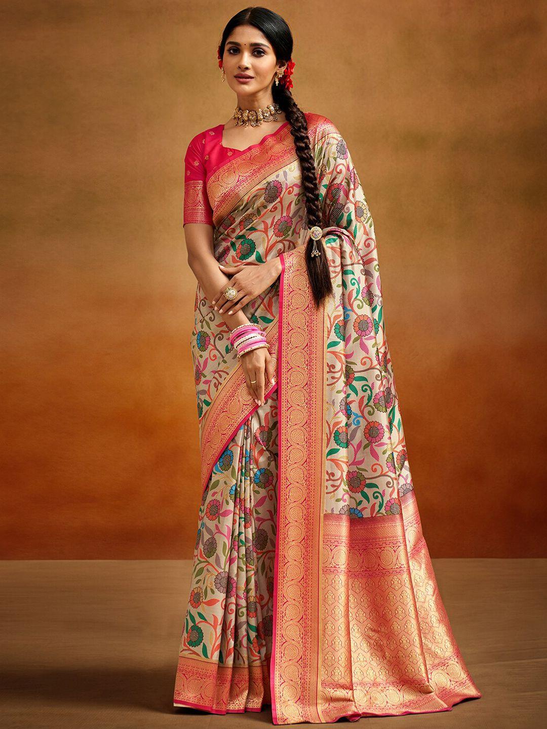 satrani woven design zari silk blend banarasi saree