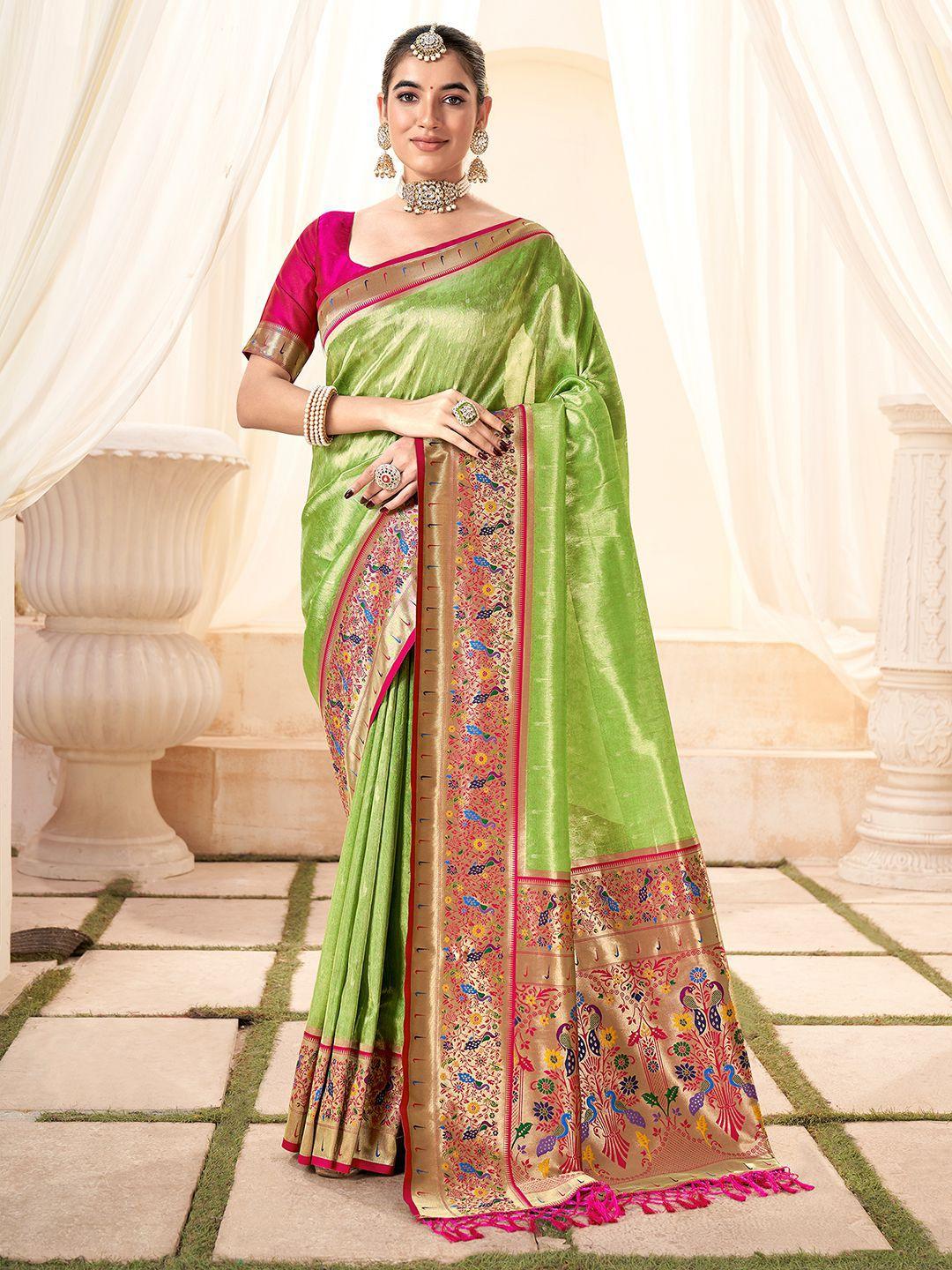 satrani woven design zari tissue heavy work paithani saree