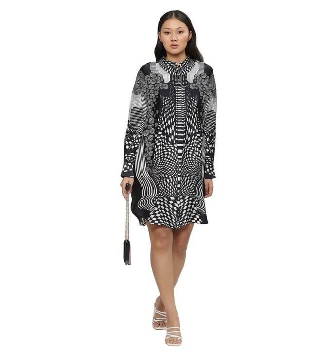 satya paul black & white graphic chic tunic