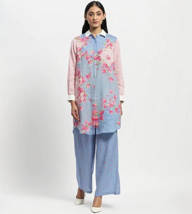 satya paul blue prints of a dream lounge wear top