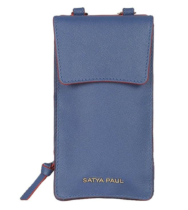 satya paul blue the santoro vertical leather sling wallet