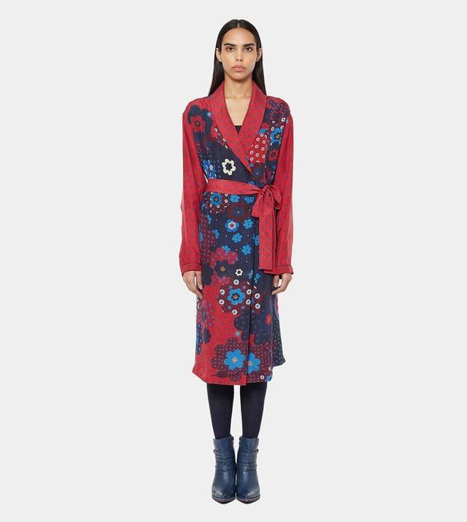 satya paul indigo blue the valley of flowers robe jacket