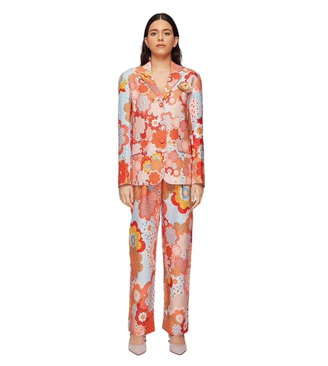 satya paul pink the valley of flowers pant suit