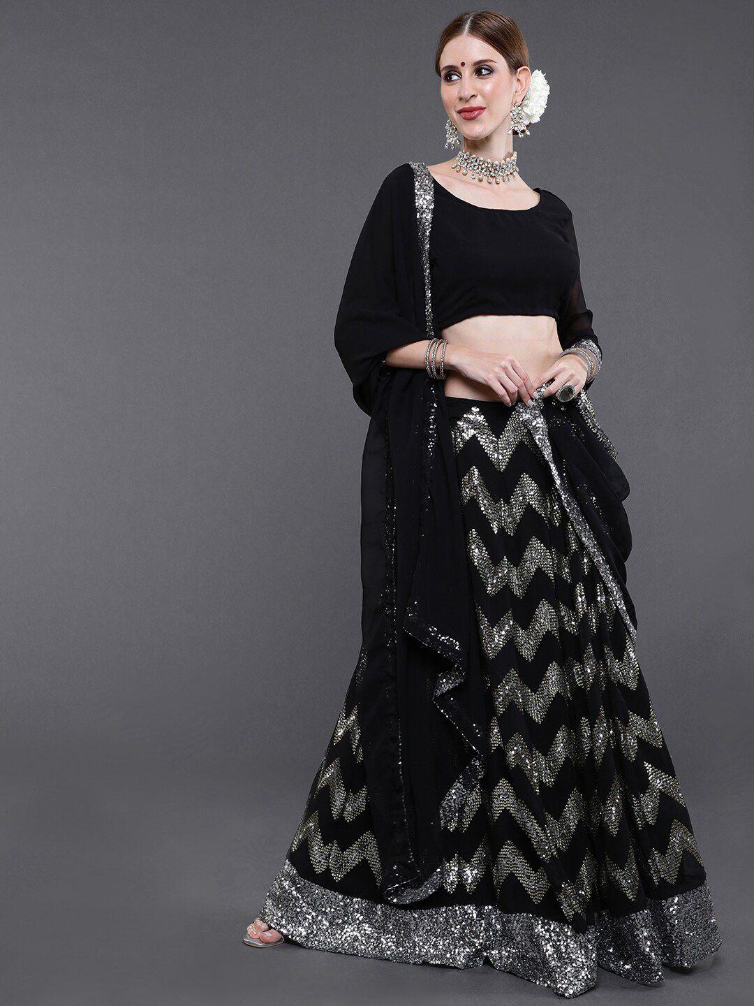 saubhagya black embellished ready to wear lehenga & choli with dupatta