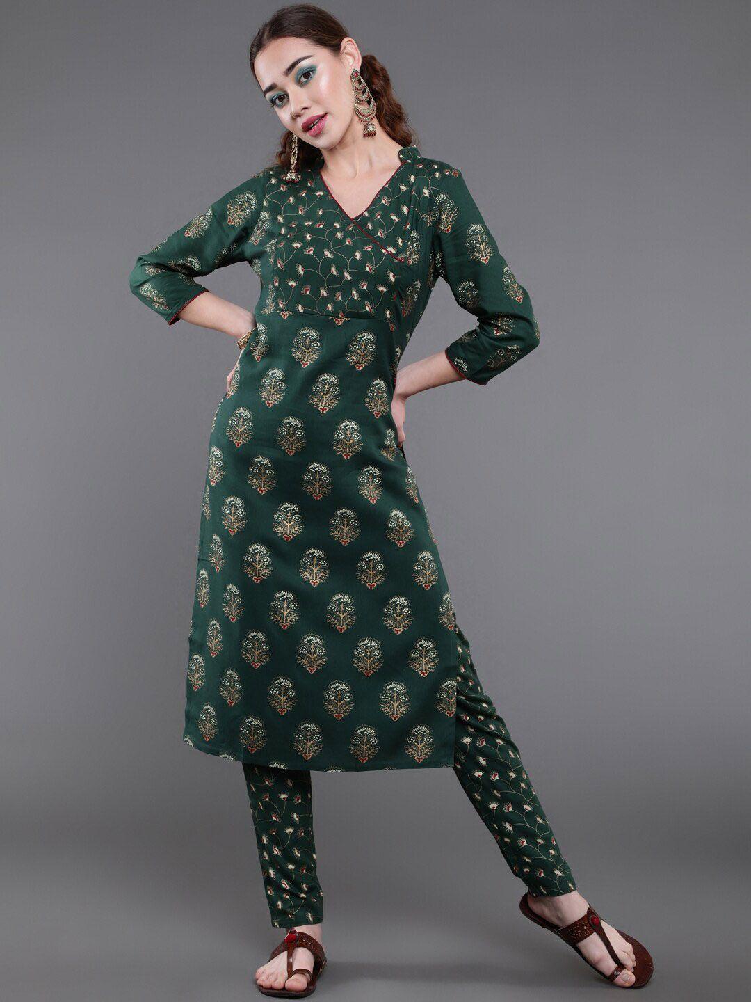 saubhagya floral printed straight kurta with trousers