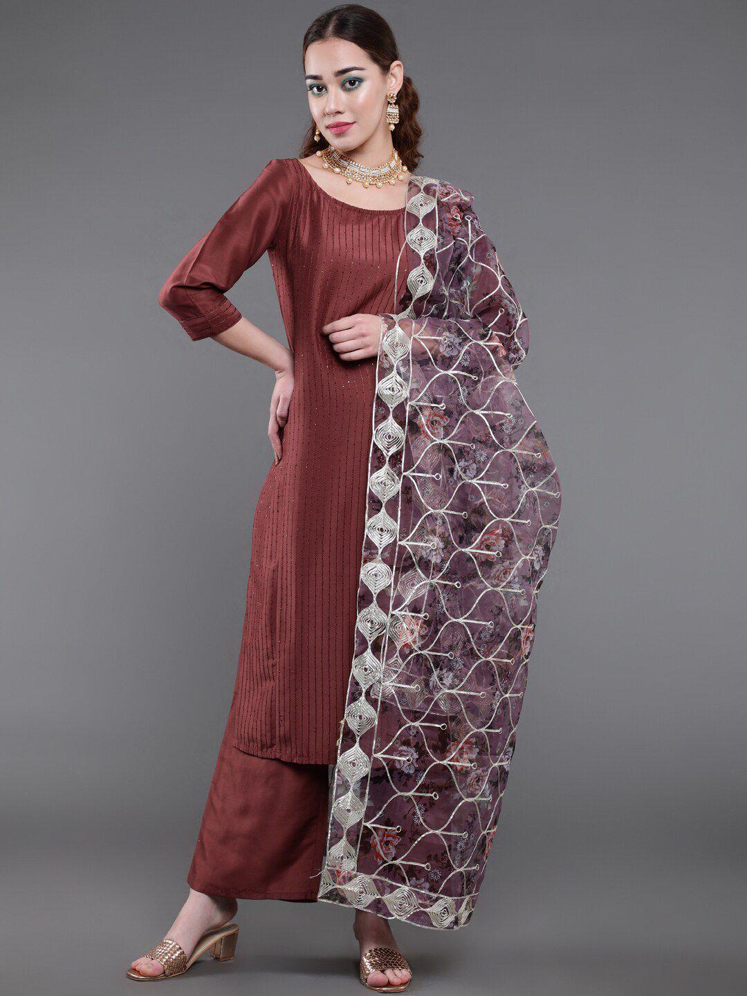 saubhagya sequined straight kurta with palazzos & dupatta