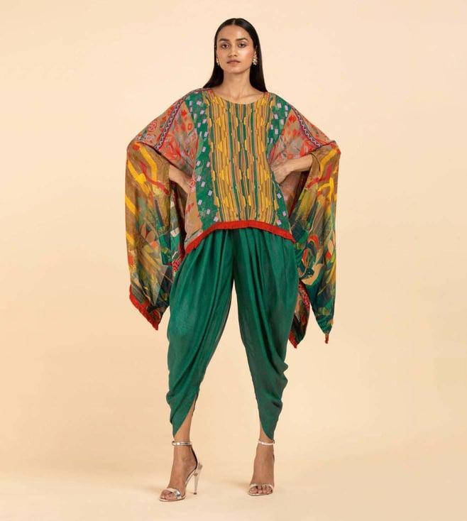 saundh twin town mustard teal kaftan