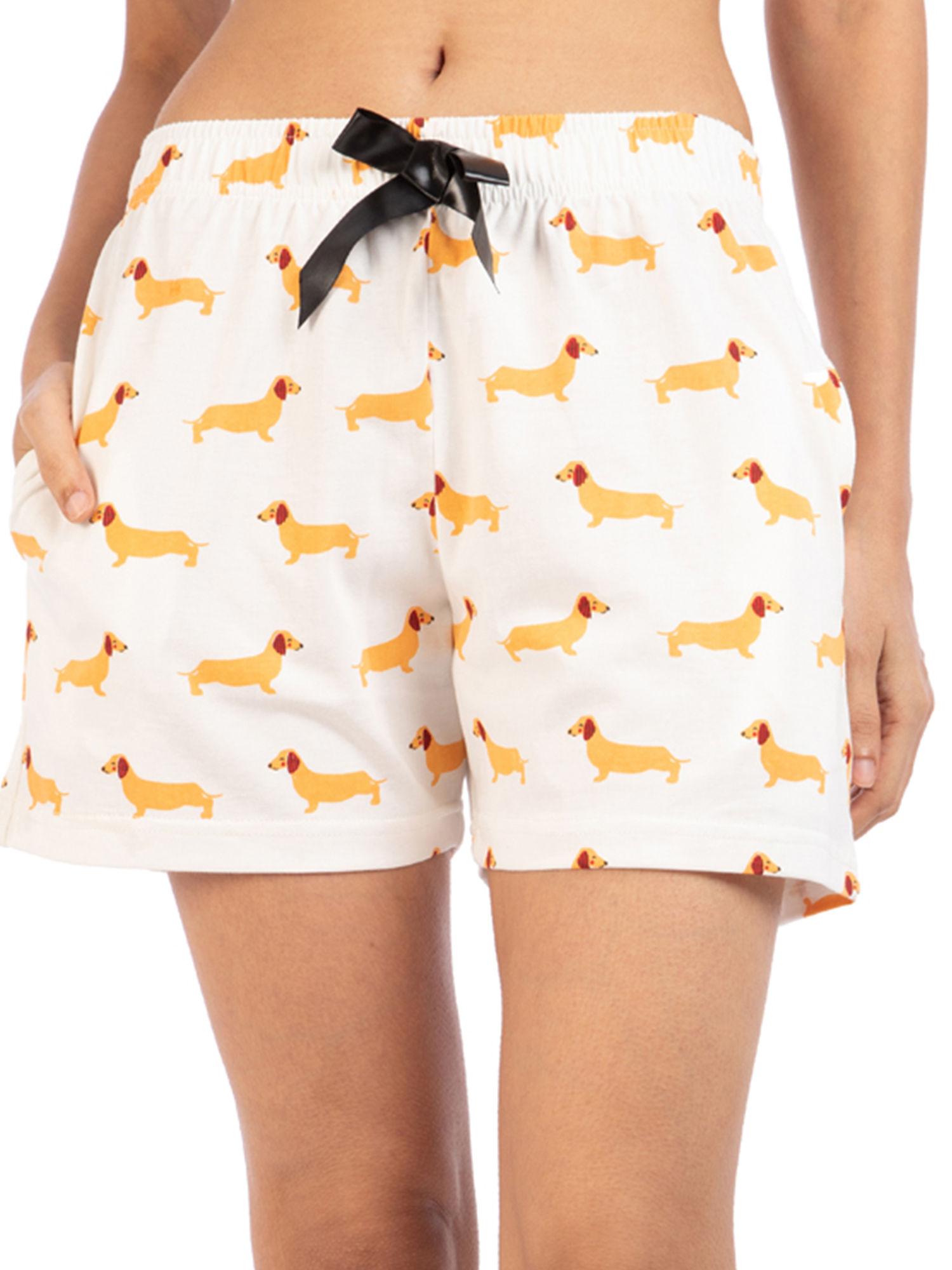 sausage dog shorts - white