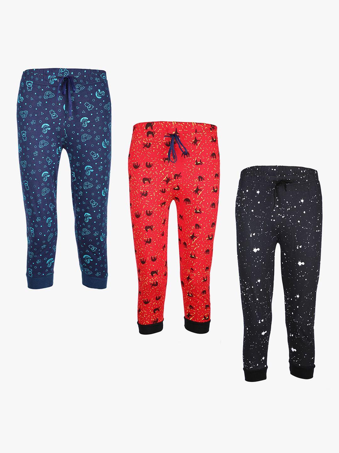 savage boys pack of 3 printed pure cotton joggers