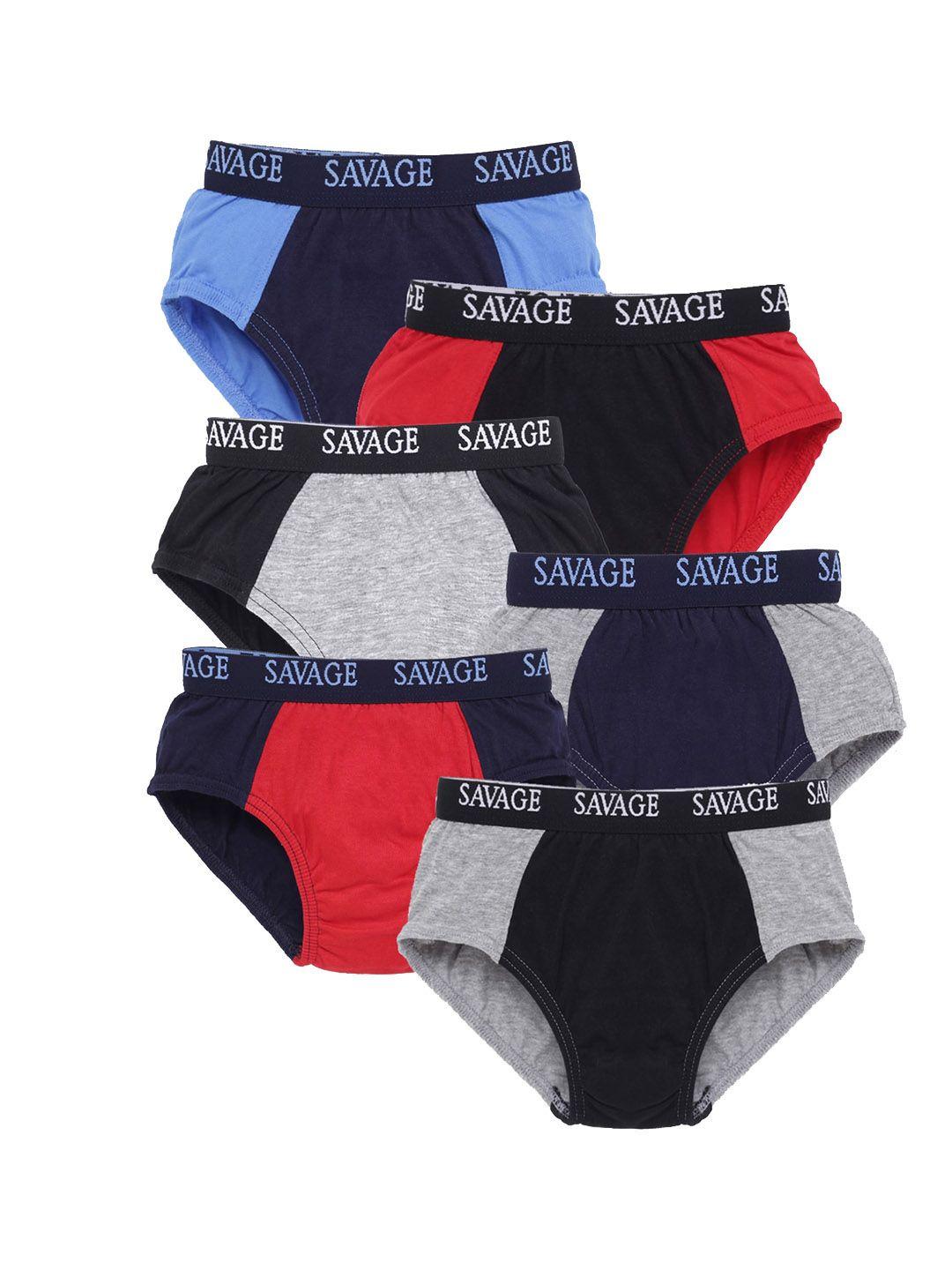 savage pack of 6 boys coloublocked cotton briefs - svg-boy-outel-undrw-75cm-pk-6