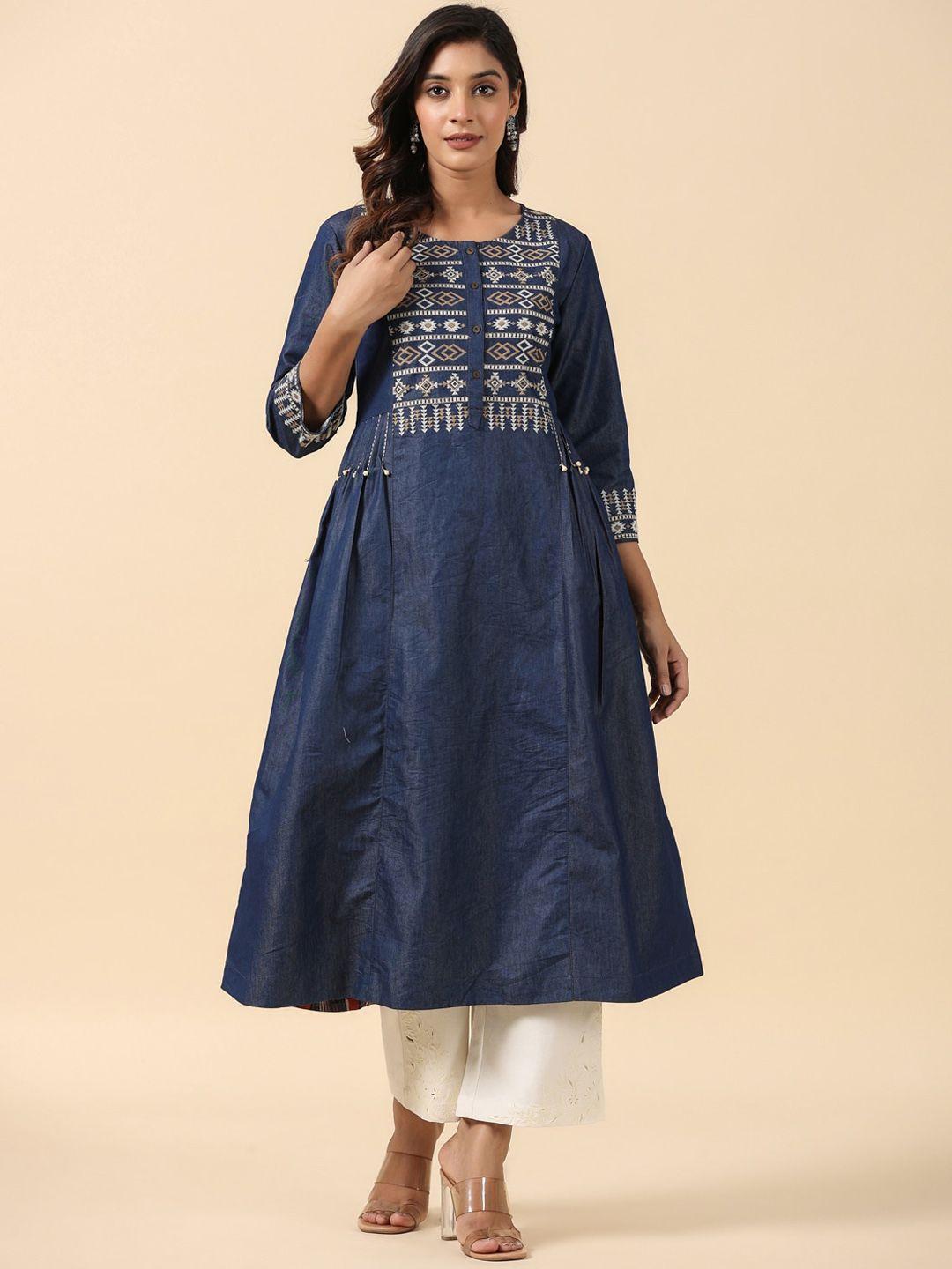 savi ethnic motif embroidered anarkali kurta