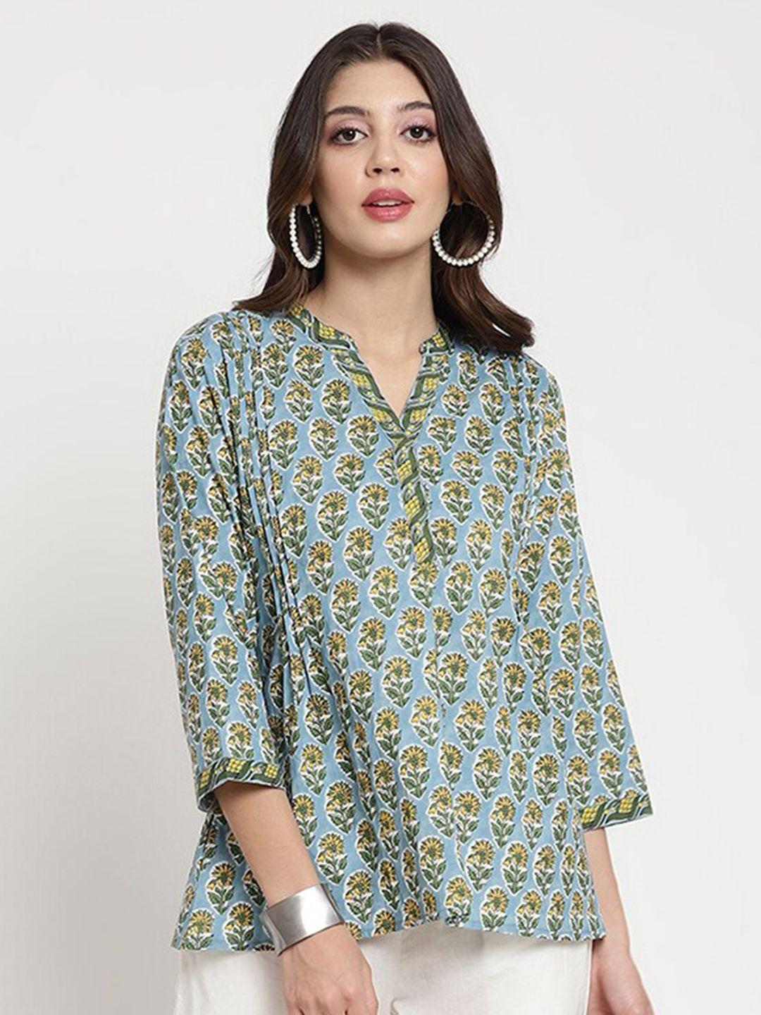 savi ethnic motifs printed cotton shirt style top