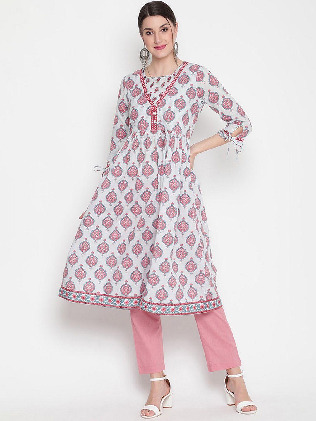 savi women pink paisley printed indie prints kurta