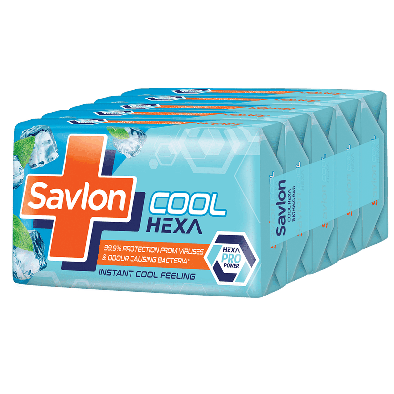 savlon cool hexa bathing soap bar with instant cool feeling (pack of 5)