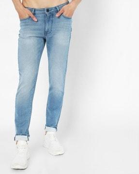 sax mid-was zip in skinny fit jeans