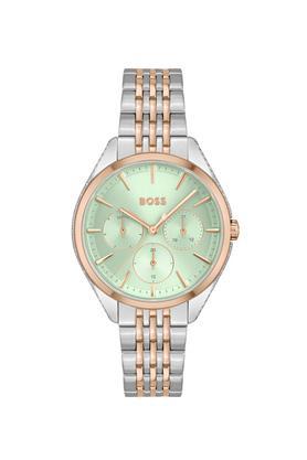 saya green dial stainless steel analog watch for women - 1502641