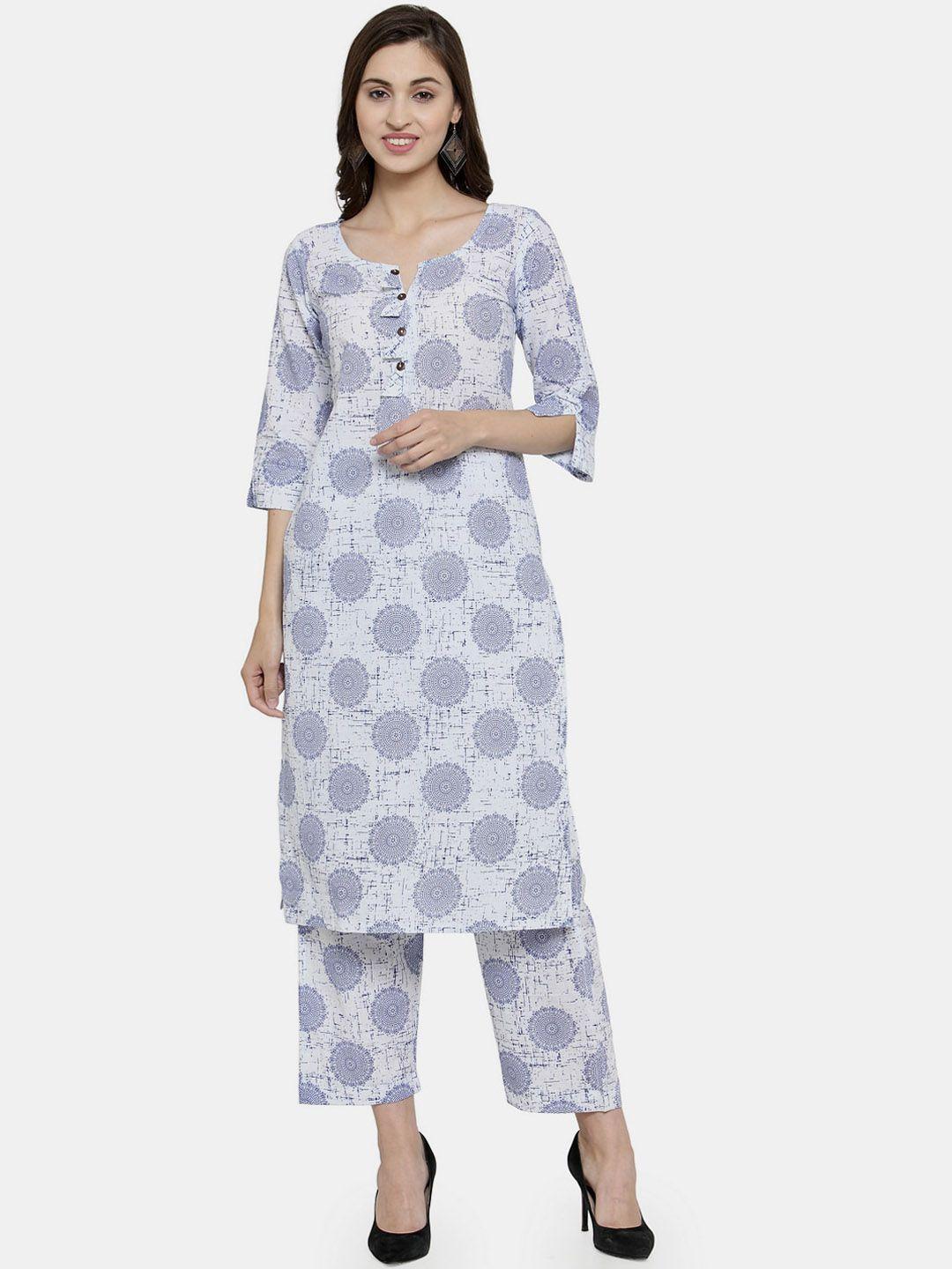 sayesha ethnic motifs printed pure cotton kurta with trousers