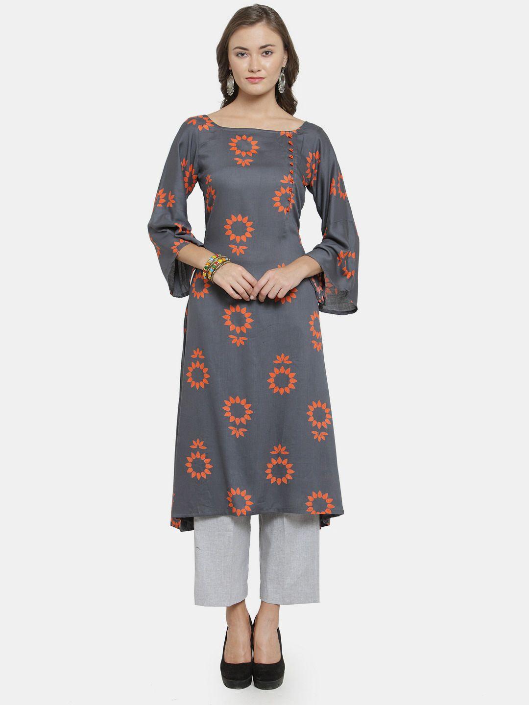 sayesha floral printed flared sleeves boat neck kurta