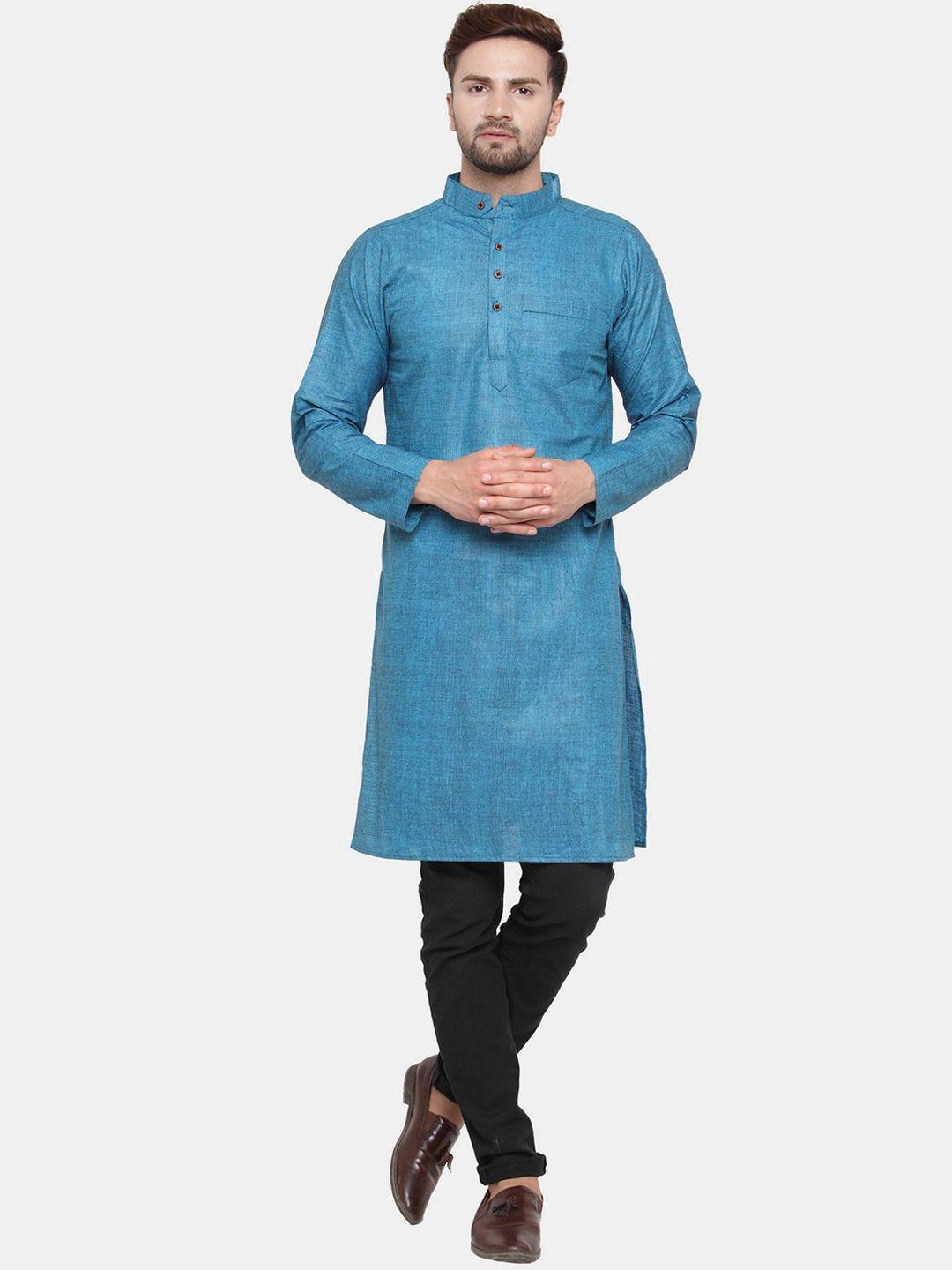 sayesha men blue pure cotton kurta