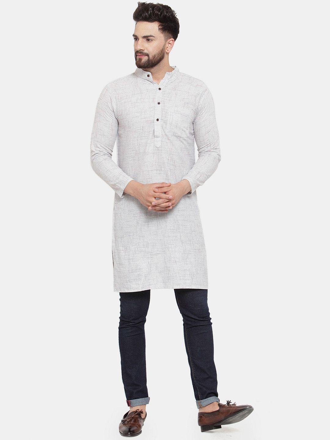 sayesha men grey woven design kurta