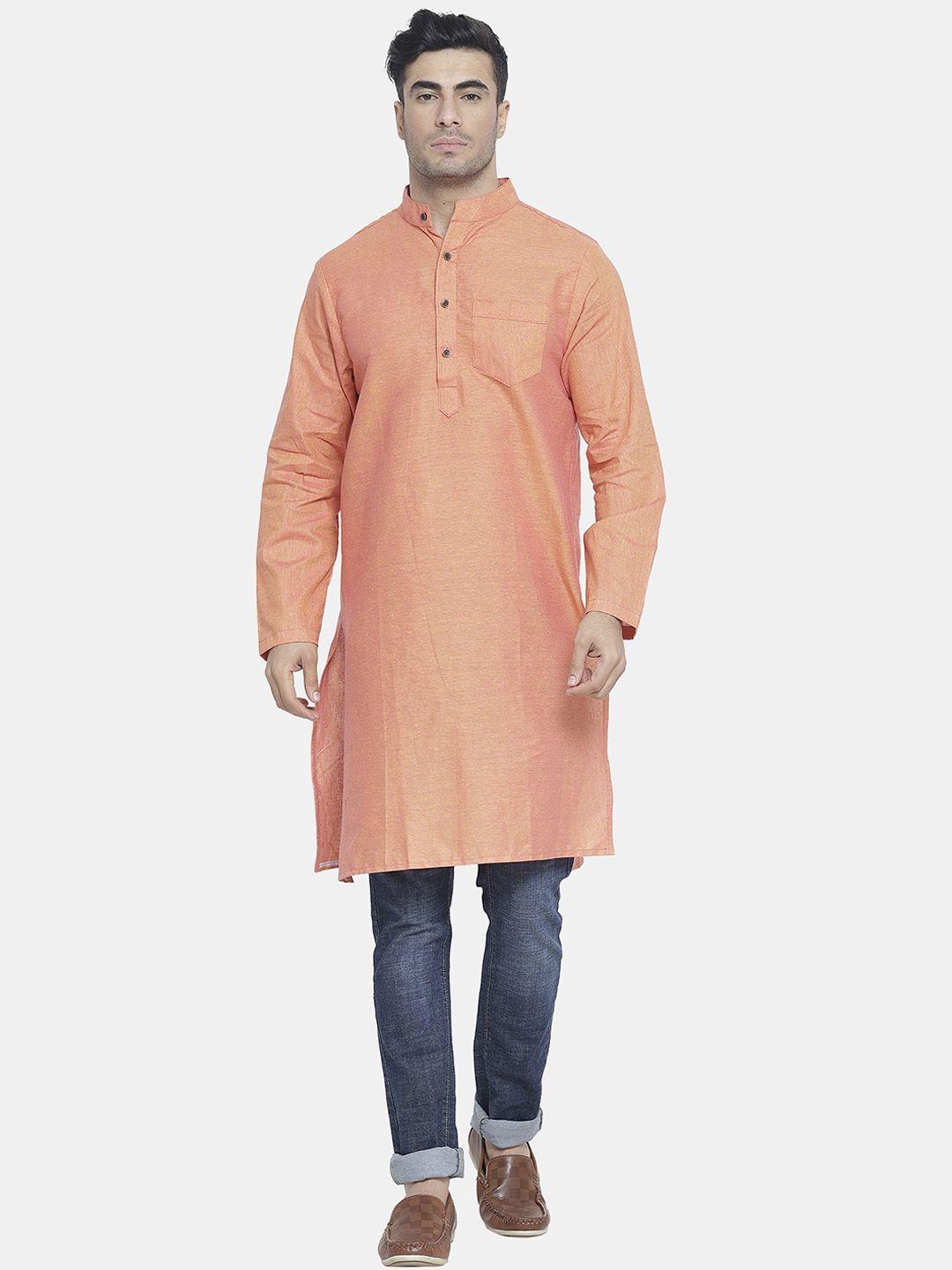 sayesha men orange thread work kurta