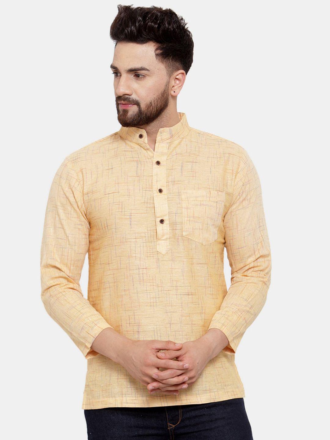 sayesha men yellow geometric printed kurta