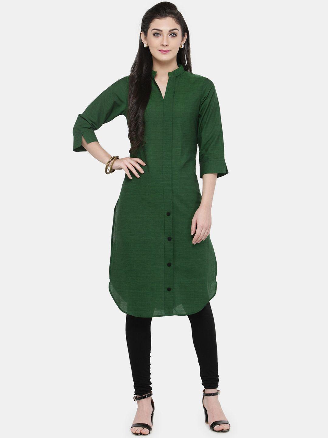 sayesha women green pure cotton pathani kurta