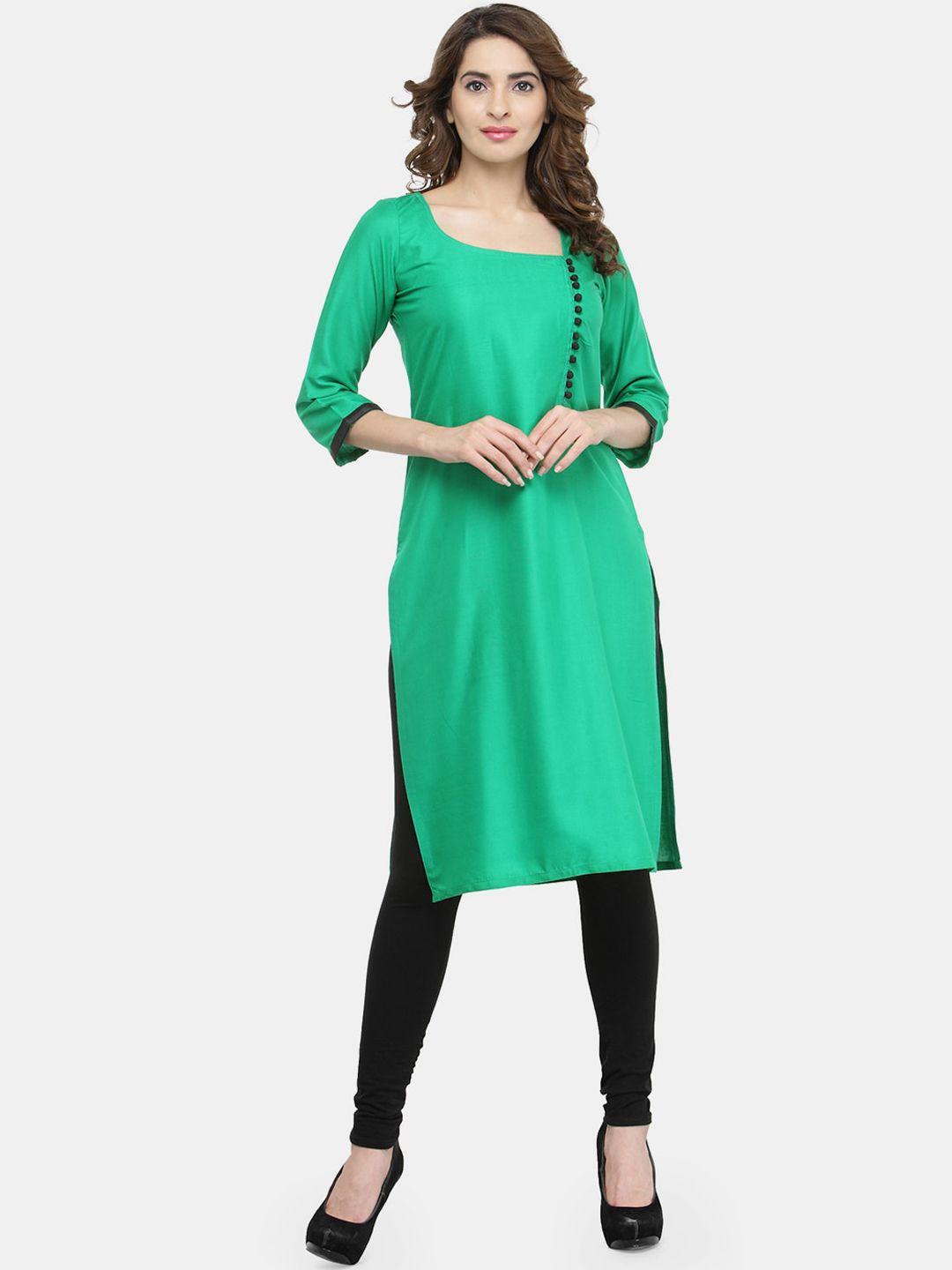 sayesha women green straight kurta