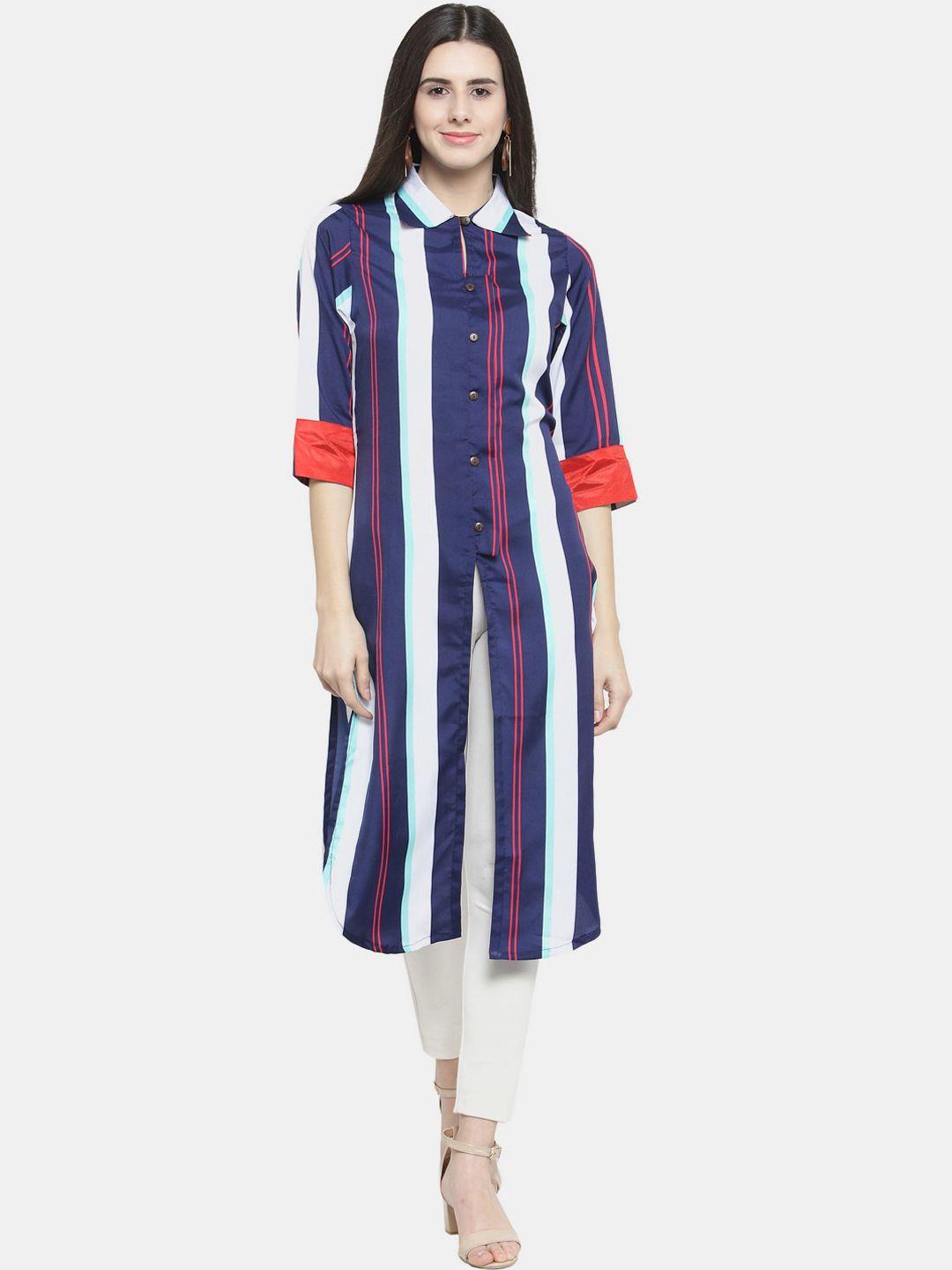 sayesha women multicoloured striped crepe pathani kurta