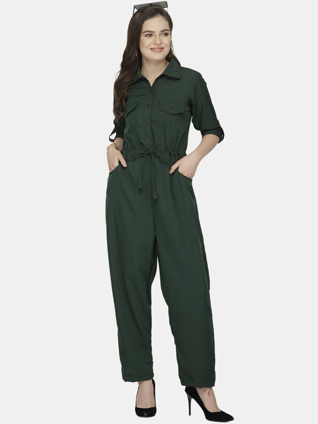 sayesha women shirt collar basic crepe jumpsuit