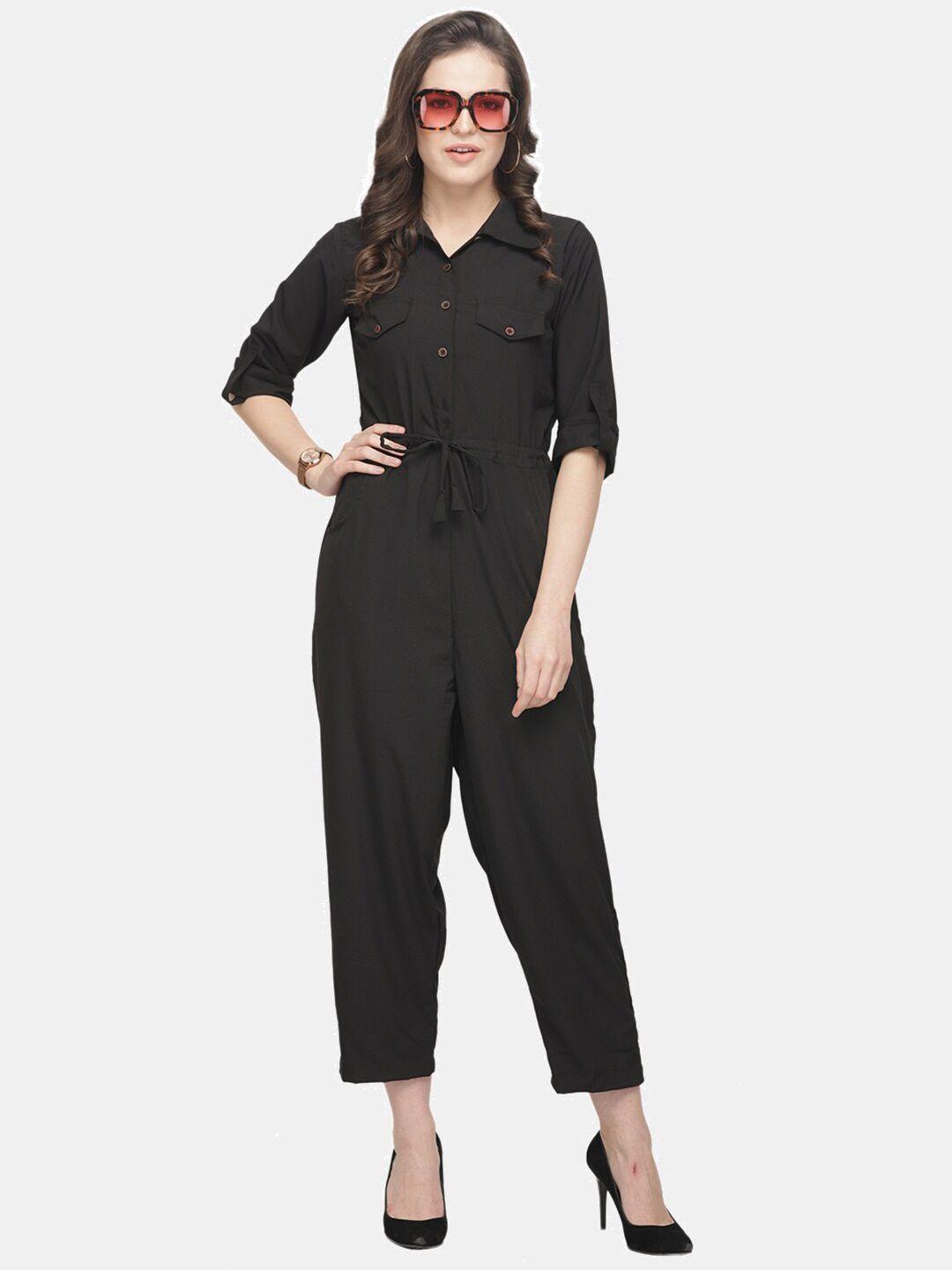 sayesha women shirt collar basic crepe jumpsuit