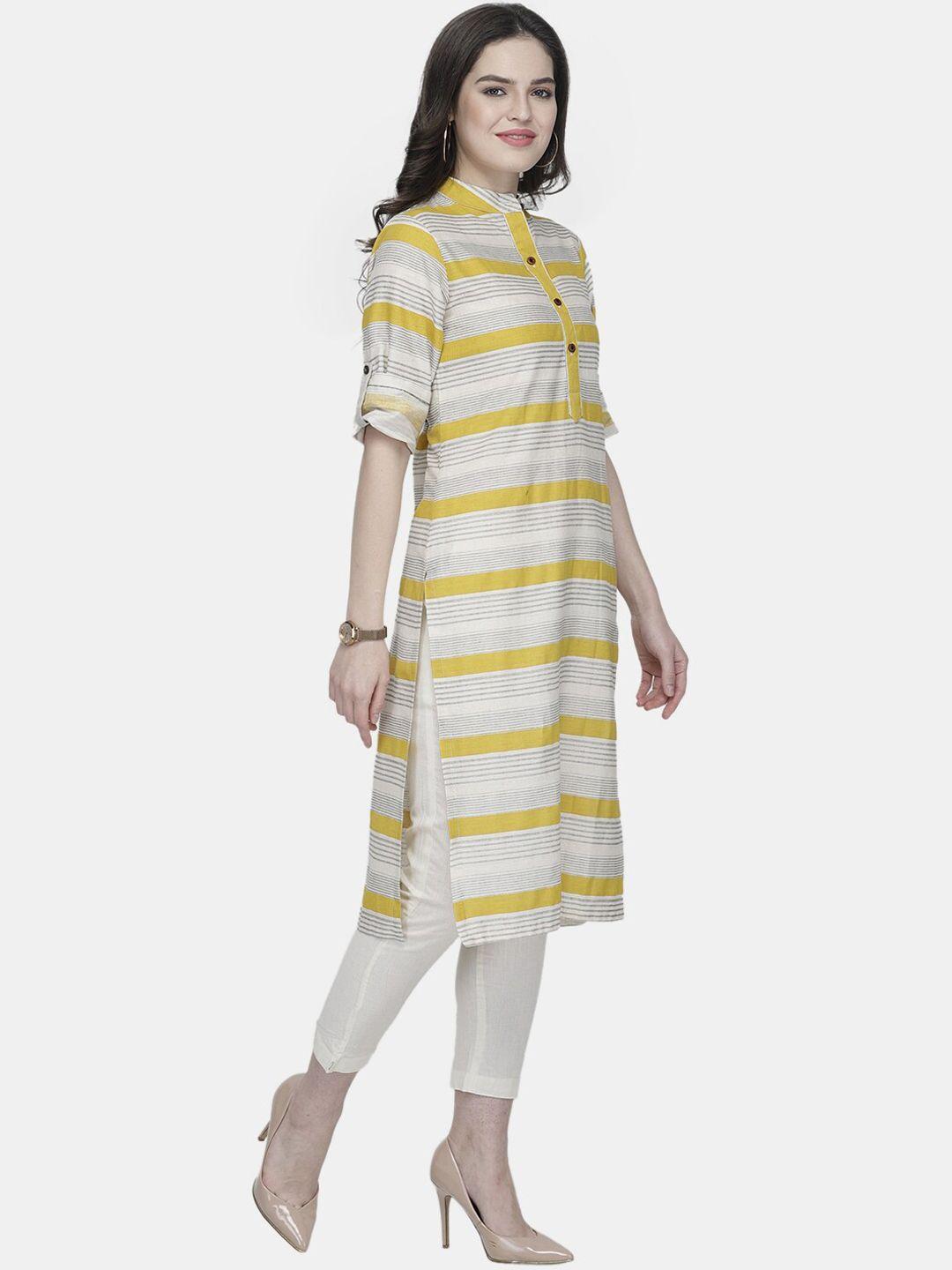 sayesha women yellow striped kurta