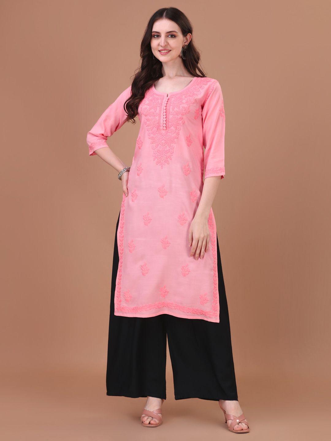 sazrika ethnic motifs embroidered chikankari kurta