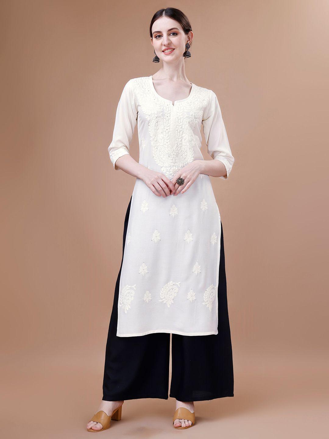 sazrika ethnic motifs embroidered chikankari kurta