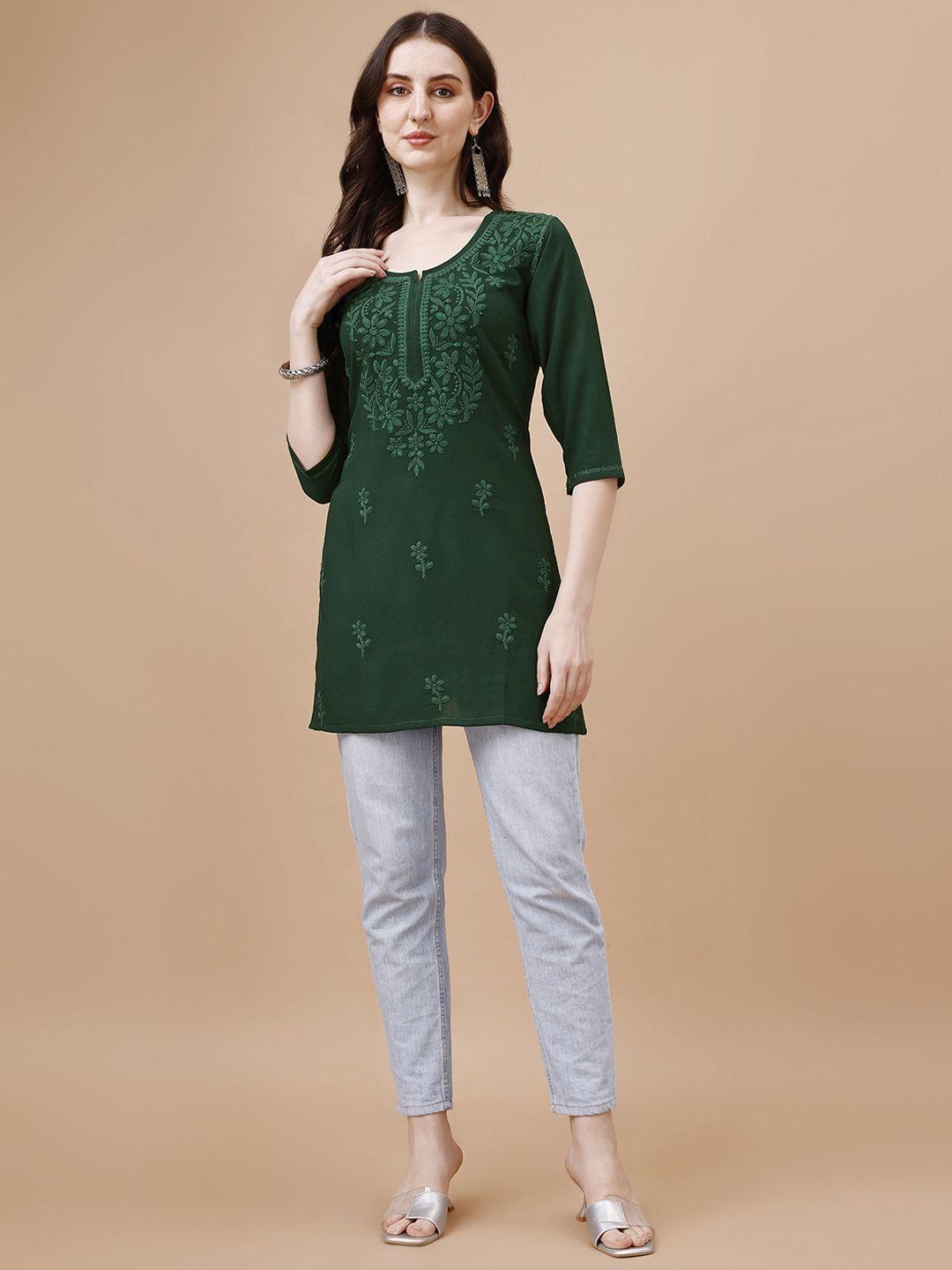 sazrika ethnic motifs embroidered chikankari kurta