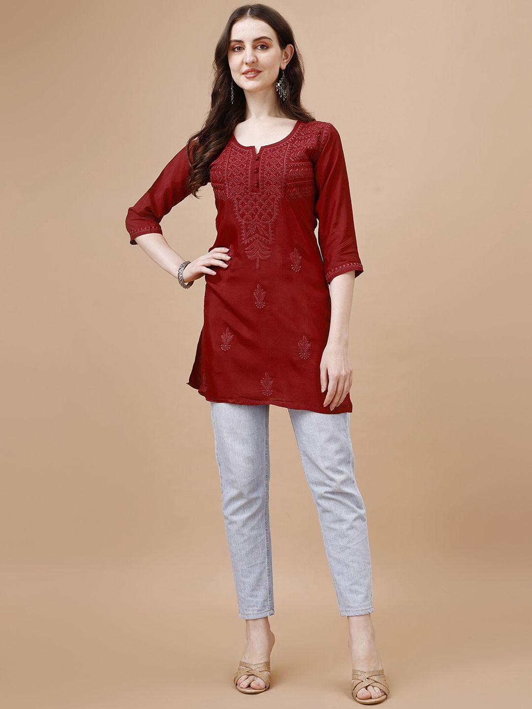 sazrika ethnic motifs embroidered chikankari kurta