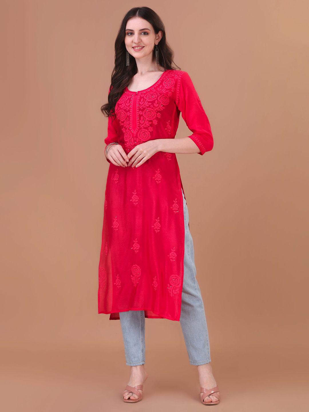 sazrika floral embroidered chikankari kurta