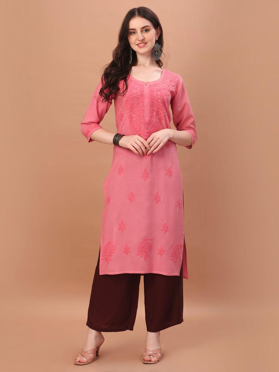 sazrika floral embroidered chikankari kurta