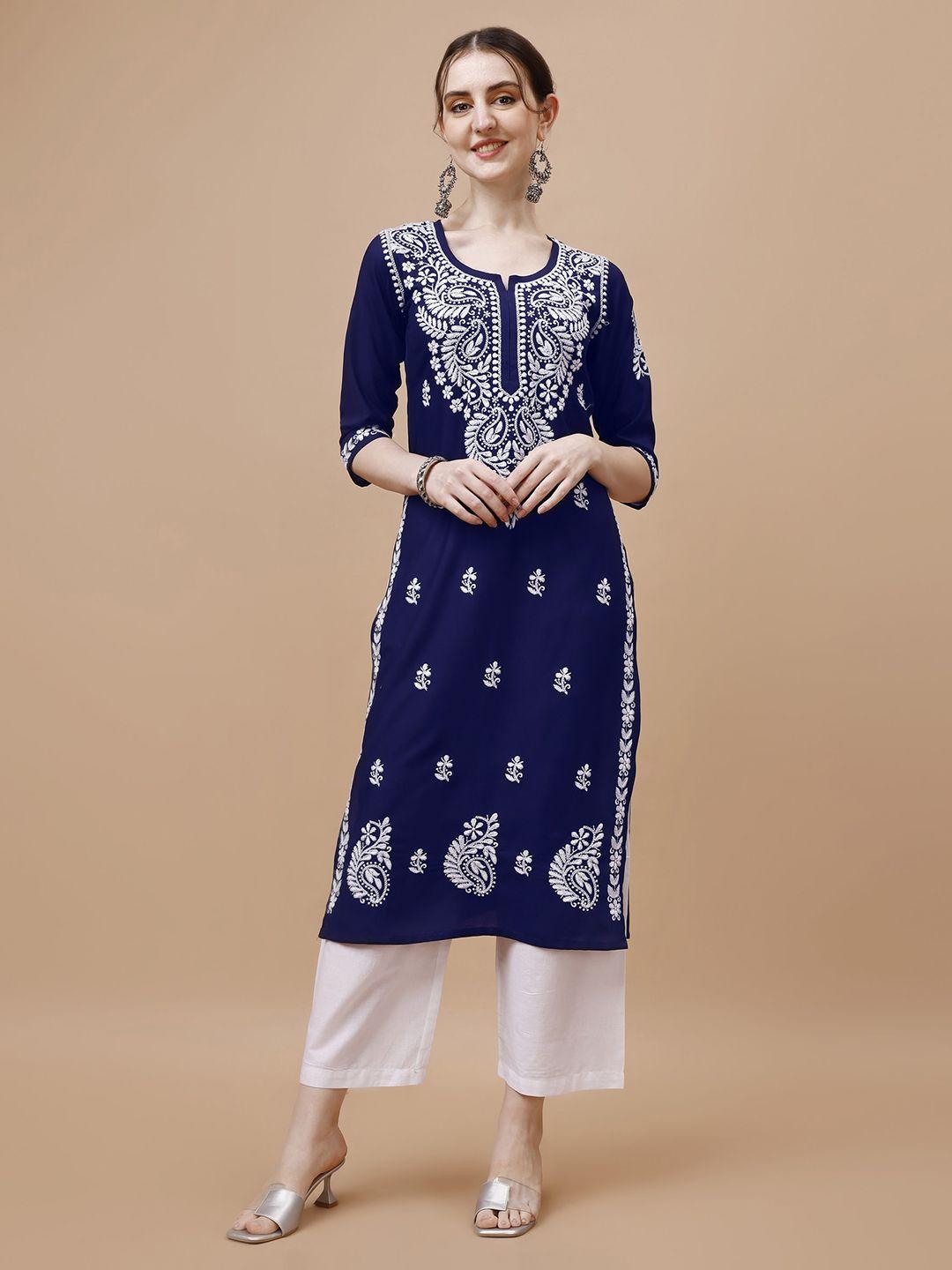 sazrika floral embroidered regular kurta