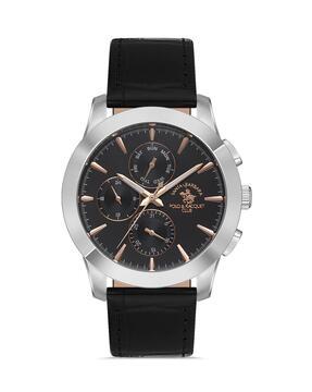 sb.1.10452-2 silver-plated round shaped chronograph watch