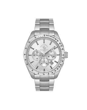 sb.1.10526-2 silver-plated round shaped chronograph watch