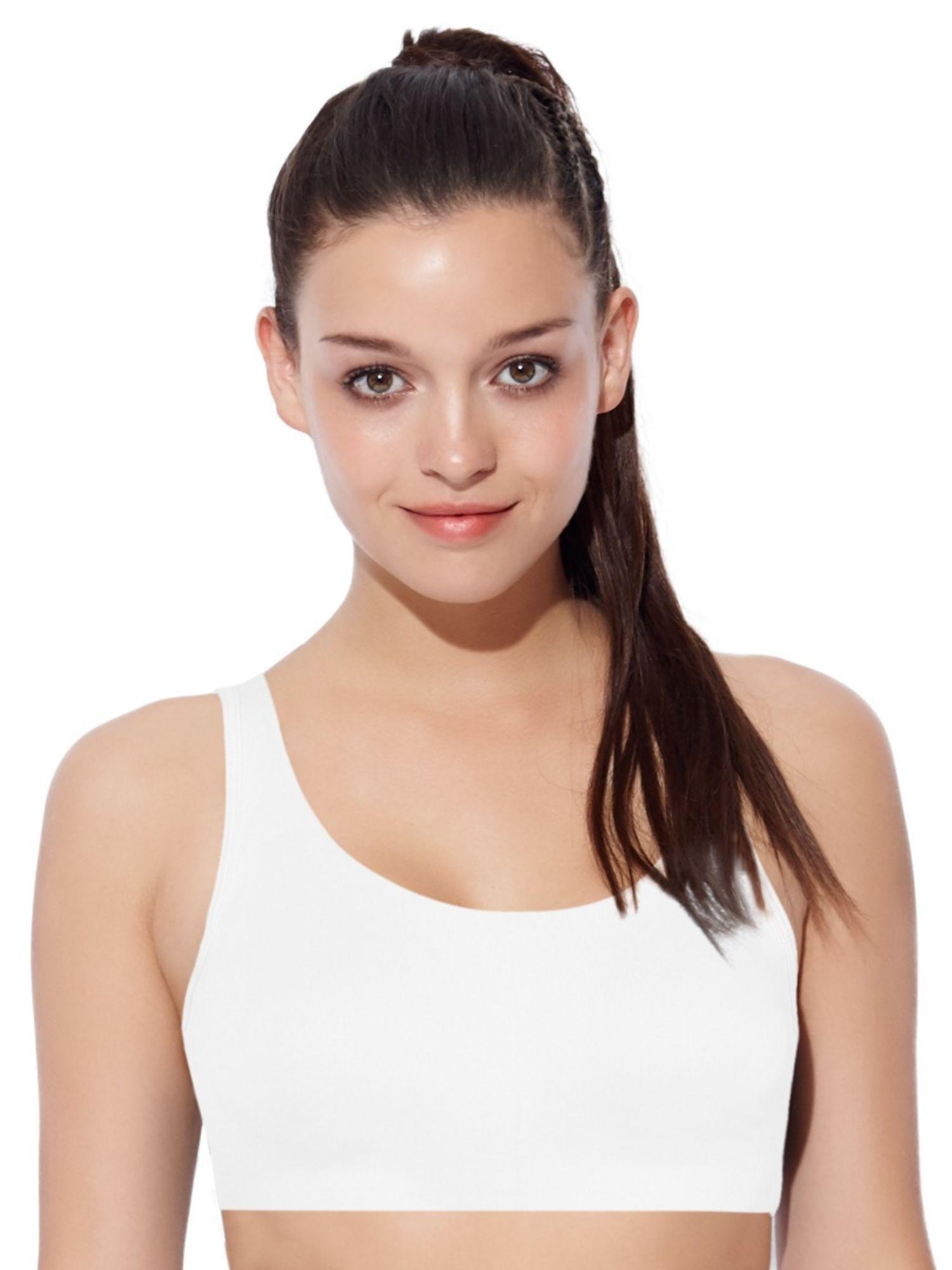 sb06 low impact cotton sports bra non-padded & wirefree - white