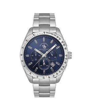 sb1105263 silver-plated round shaped chronograph watch