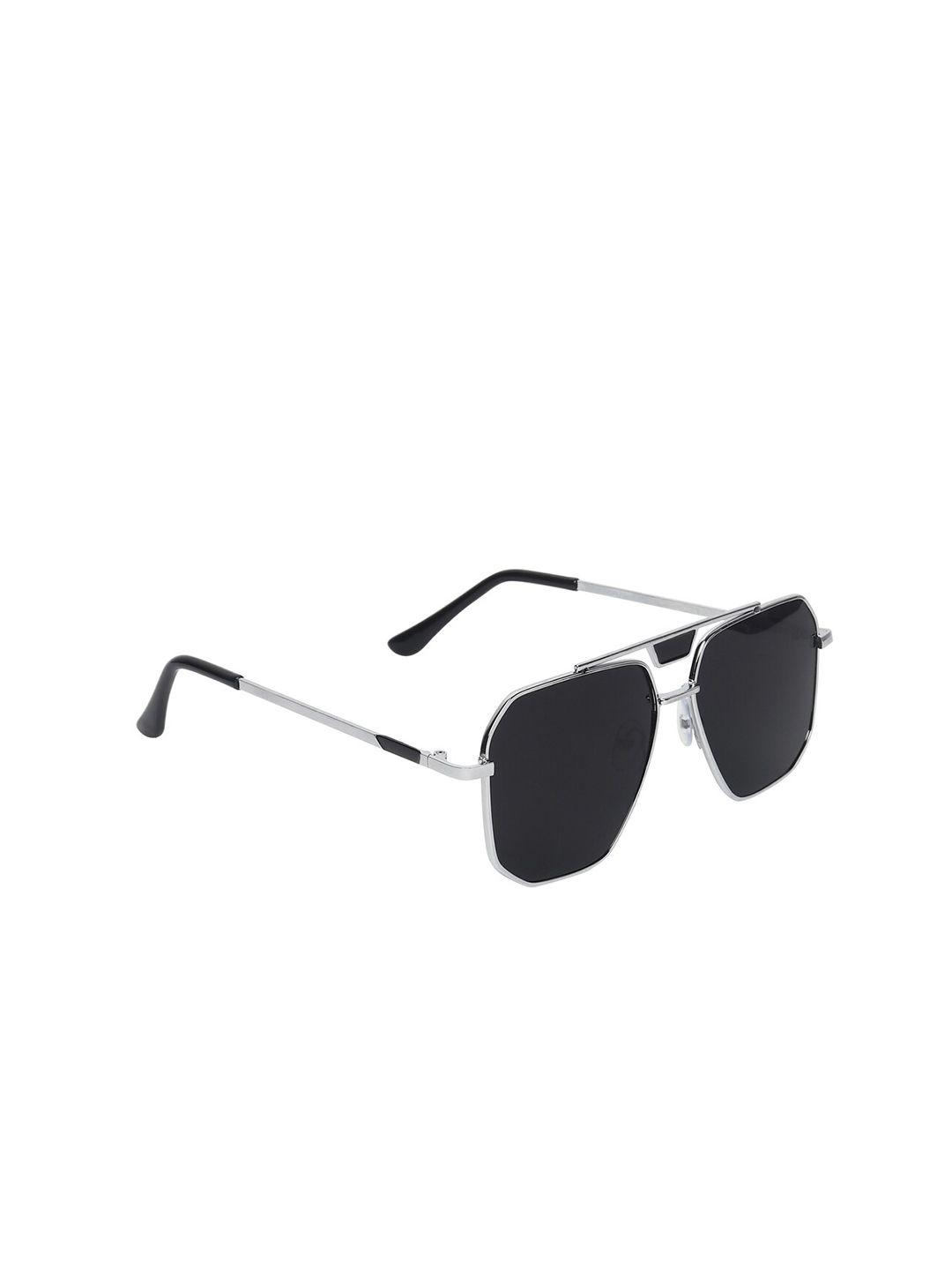 scaglia unisex black lens & silver-toned square sunglasses with uv protected lens