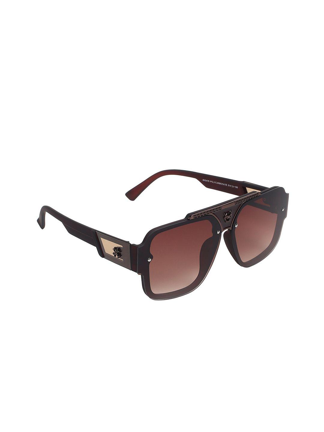 scaglia unisex brown lens & brown rectangle sunglasses with uv protected lens