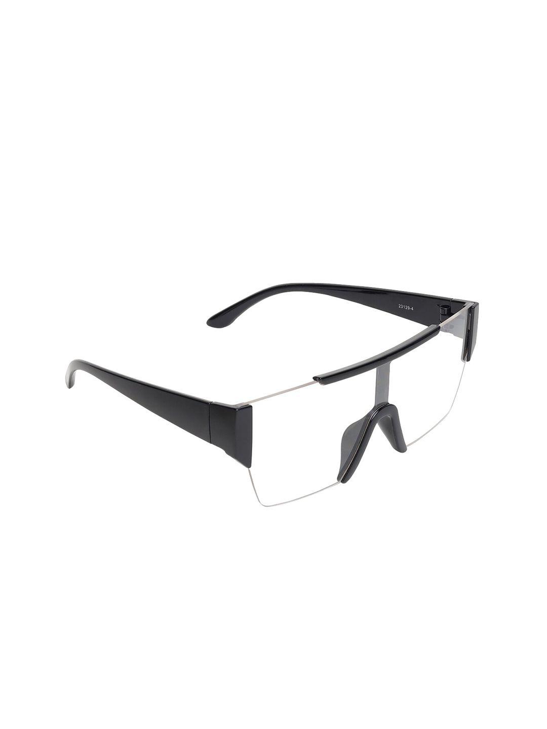 scaglia unisex clear lens & black rectangle sunglasses with uv protected lens